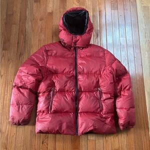 Vintage 90s Moncler Red Puffer with Logo Patch: Men’s Size 3(L)